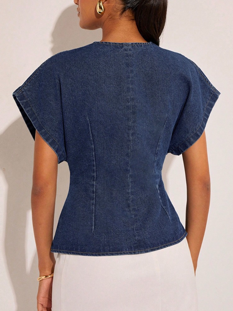 بلوزة نسائية من الدنيم الأزرق  - مراجعة Summer Clothing Wraps وسعره