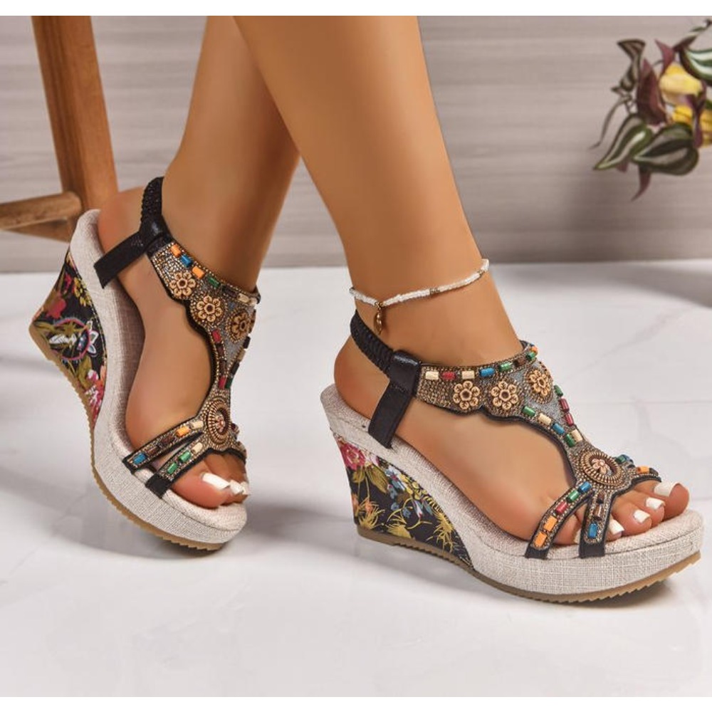 صندل نسائي جلدي صيفي أنيق بكعب - مراجعة Summer Clothing Stores وسعره