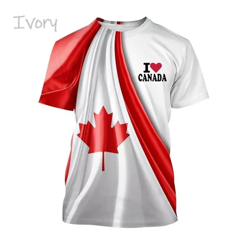 I Love Canada Flag Graphic T S - مراجعة Summer Clothing Women Canada وسعره
